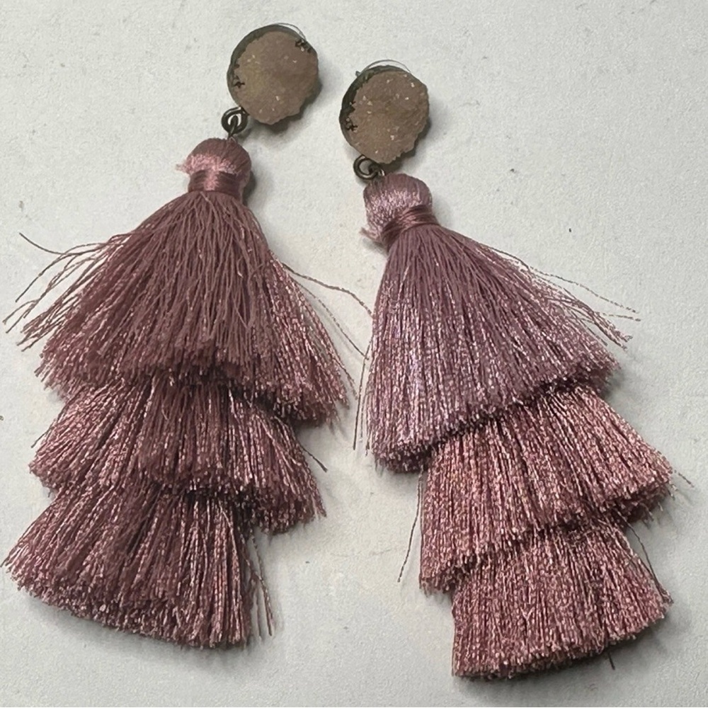 Elegant Pink Tassel Earrings